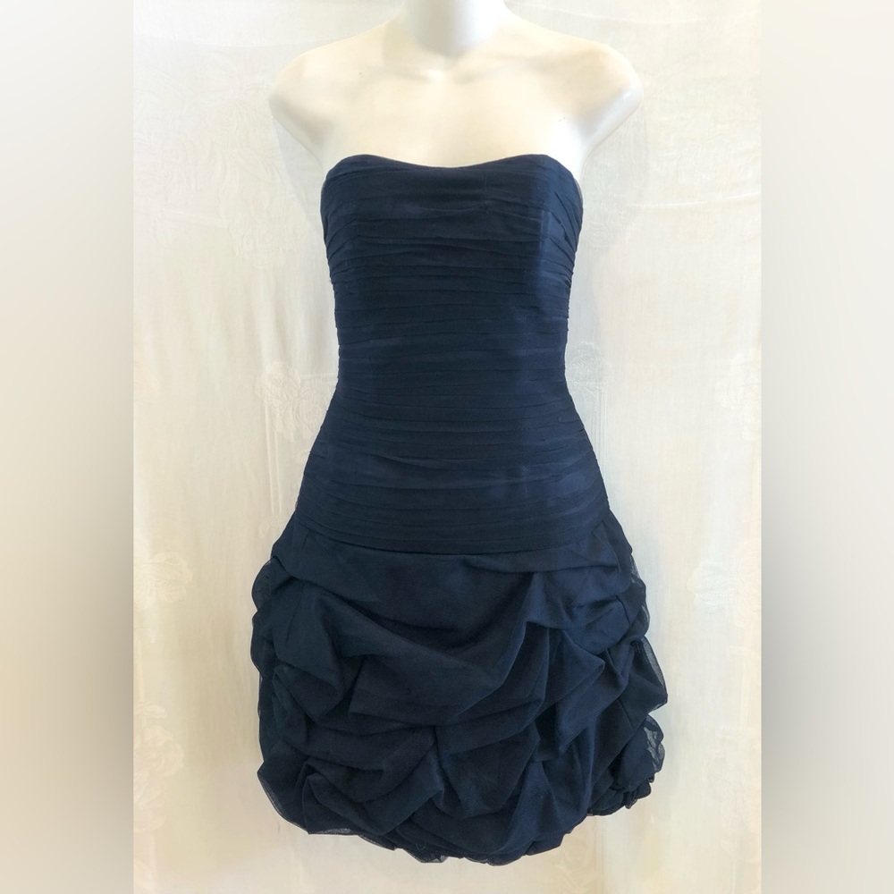 LIANCARLO COUTURE Vintage Navy Strapless Bubble Dress 6 Xlnt Cond